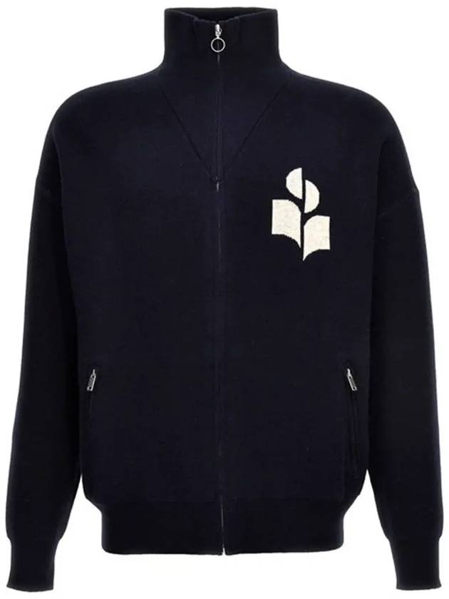 Logo High Neck Knit Zip-Up Cardigan Midnight - ISABEL MARANT - BALAAN 2