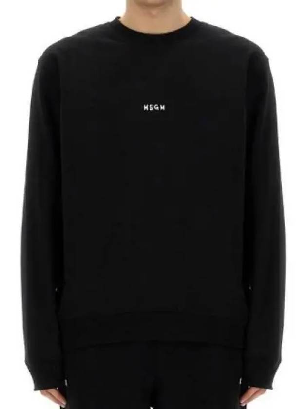 Brushed Micro Logo Cotton Sweatshirt Black - MSGM - BALAAN 2