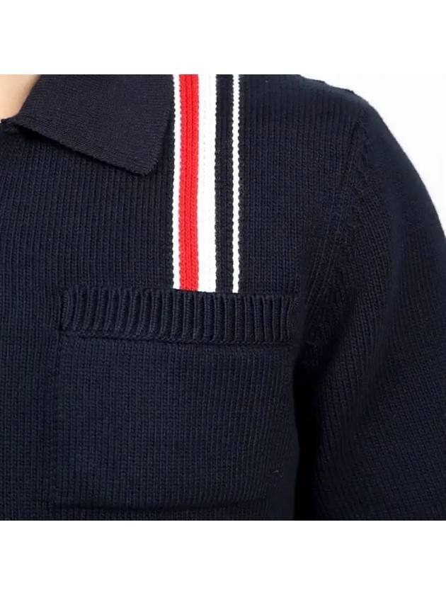 RWB Stripe Polo Shirt Blue - THOM BROWNE - BALAAN 4