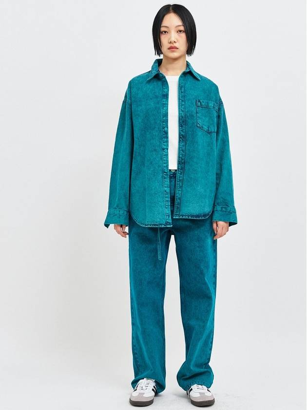 Soju Oversized Fit Denim Shirt Green - C WEAR BY THE GENIUS - BALAAN 4