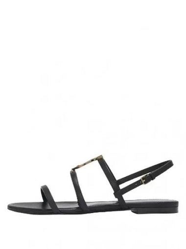 Monogram Cassandra flat sandals - SAINT LAURENT - BALAAN 1