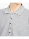 Men's Cotton Pique Center Bag Striped Short Sleeve Polo Shirt Grey - THOM BROWNE - BALAAN 6