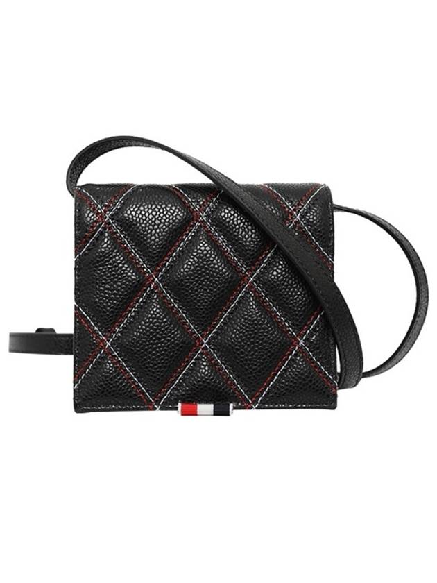 Caviar Quilted Cross Strap Card Wallet Black - THOM BROWNE - BALAAN 2