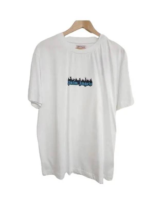 Burning Logo Short Sleeve T-Shirt White - PALM ANGELS - BALAAN 1