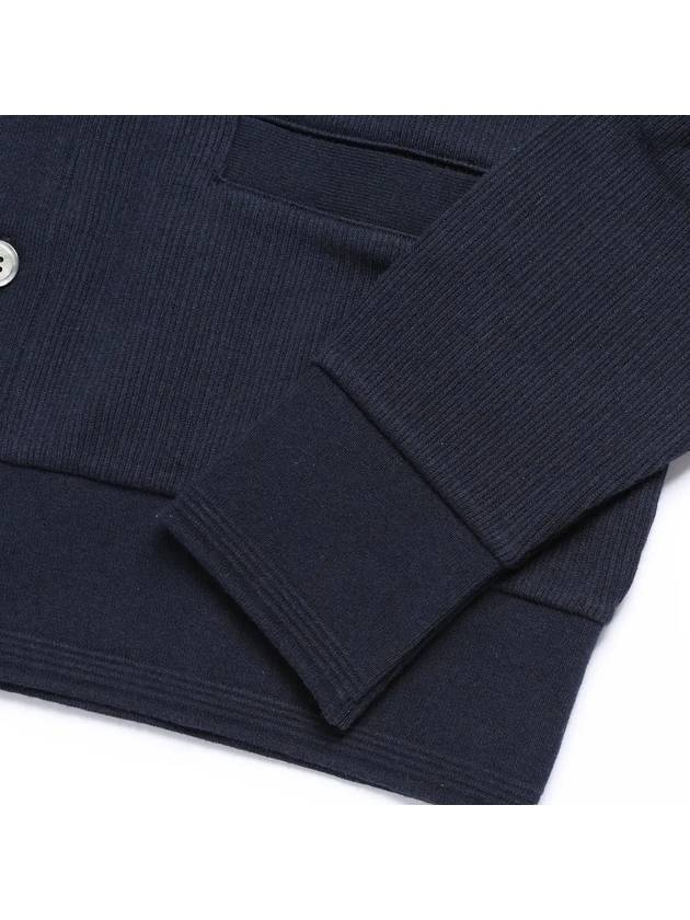 Logo Patch Rib Cardigan Navy - THOM BROWNE - BALAAN 6