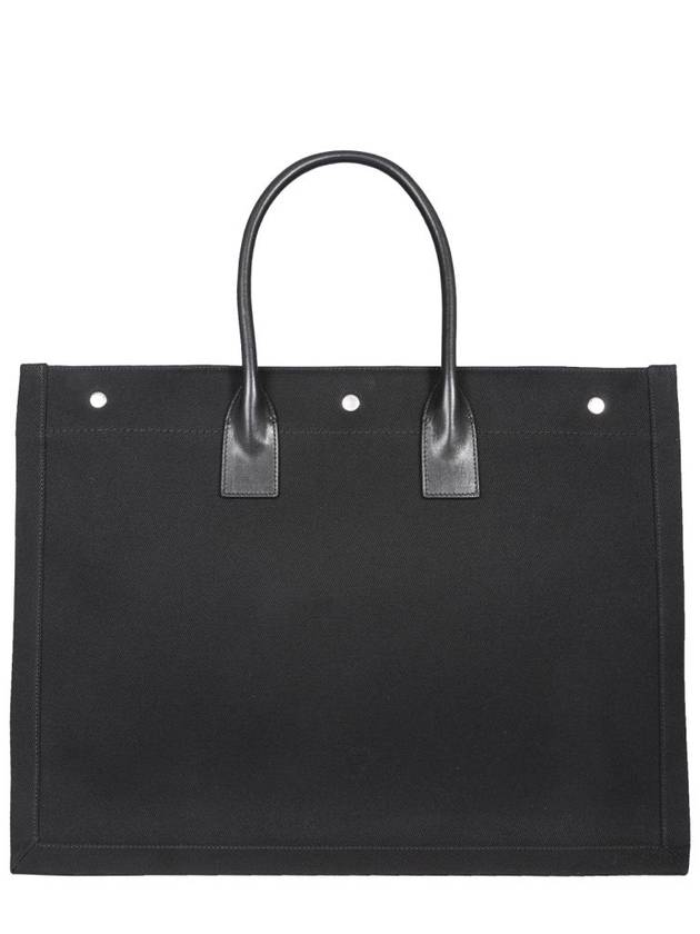 Rive Gauche Cotton Canvas Tote Bag Black - SAINT LAURENT - BALAAN 3