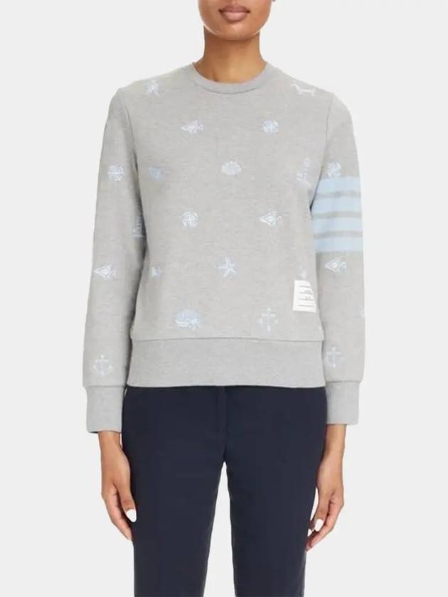 Nautical Embroidery Crew Neck Knit Top Grey - THOM BROWNE - BALAAN 3