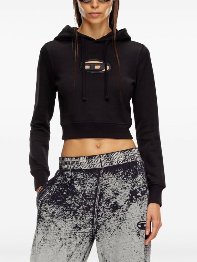 F Slimmy Hood OD Cut Out Oval D Logo Hoodie Black - DIESEL - BALAAN 4