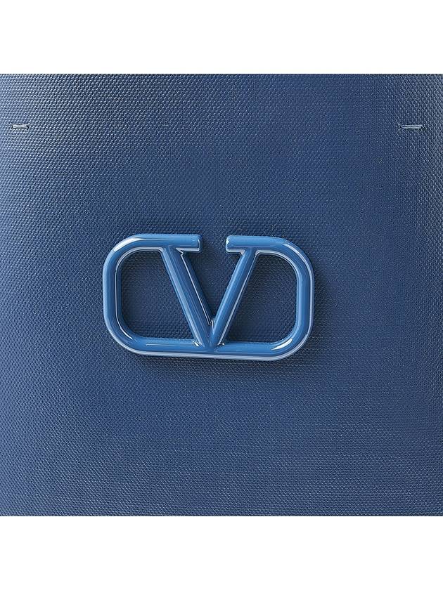 V Logo Signature Canvas Tote Bag Navy - VALENTINO - BALAAN 7