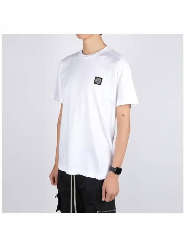 Logo Patch Short Sleeve T-Shirt White - STONE ISLAND - BALAAN 3