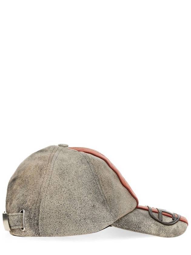 C-Olav Stripes Leather Baseball Ball Cap Grey - DIESEL - BALAAN 4