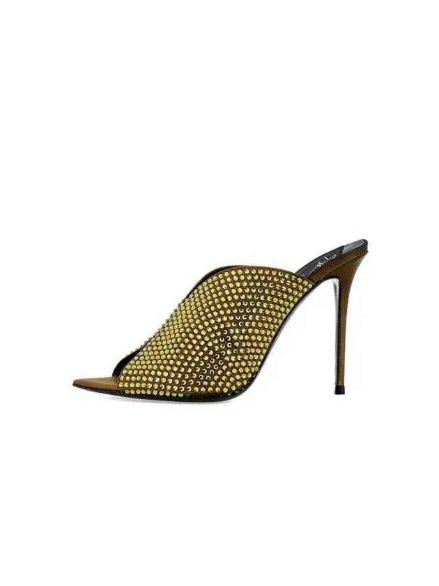 WOMEN INTRIGO Rhinestone Satin Heel Olive - GIUSEPPE ZANOTTI - BALAAN 1