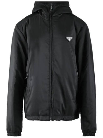 Triangle Logo Reversible Lightweight Hooded Jacket Black - PRADA - BALAAN 2