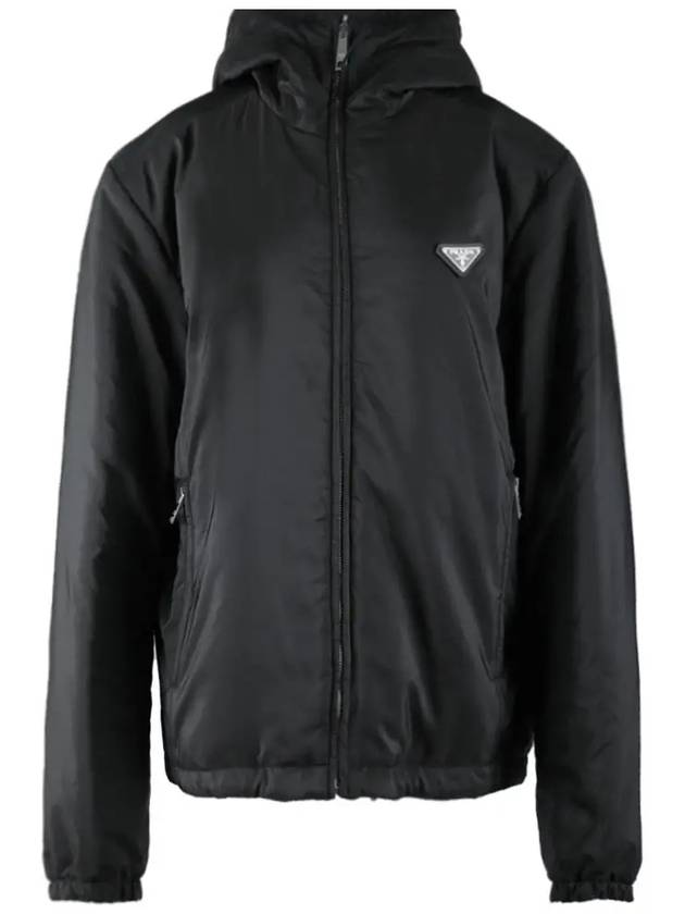 Triangle Logo Reversible Lightweight Hooded Jacket Black - PRADA - BALAAN 3