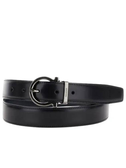 Gancini Reversible Leather Belt Black - SALVATORE FERRAGAMO - BALAAN 2