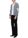 Men's Diagonal Stripe Stitch Classic Shetland Wool V-Neck Cardigan Blue - THOM BROWNE - BALAAN 5