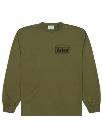 Aries Temple T Shirt Olive Long Sleeve - ARIES - BALAAN 1