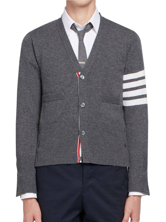 Men's Diagonal Classic Cashmere Cardigan Mid Grey - THOM BROWNE - BALAAN 2