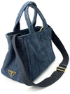 Denim Canapa mini tote bag and shoulder - PRADA - BALAAN 3