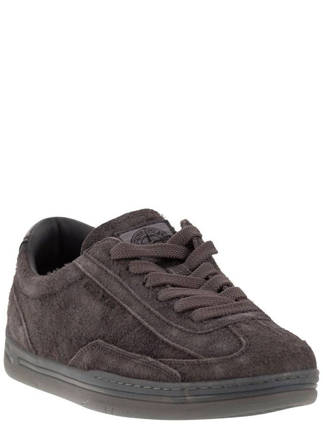 Logo Suede Low Top Sneakers Grey - STONE ISLAND - BALAAN 3