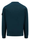 Brushed Cotton Fleece Garment Dyed Crewneck Sweatshirt Dark Teal Green - STONE ISLAND - BALAAN 3