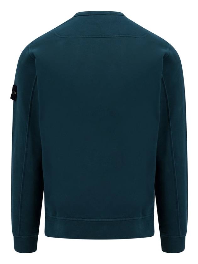 Brushed Cotton Fleece Garment Dyed Crewneck Sweatshirt Dark Teal Green - STONE ISLAND - BALAAN 3