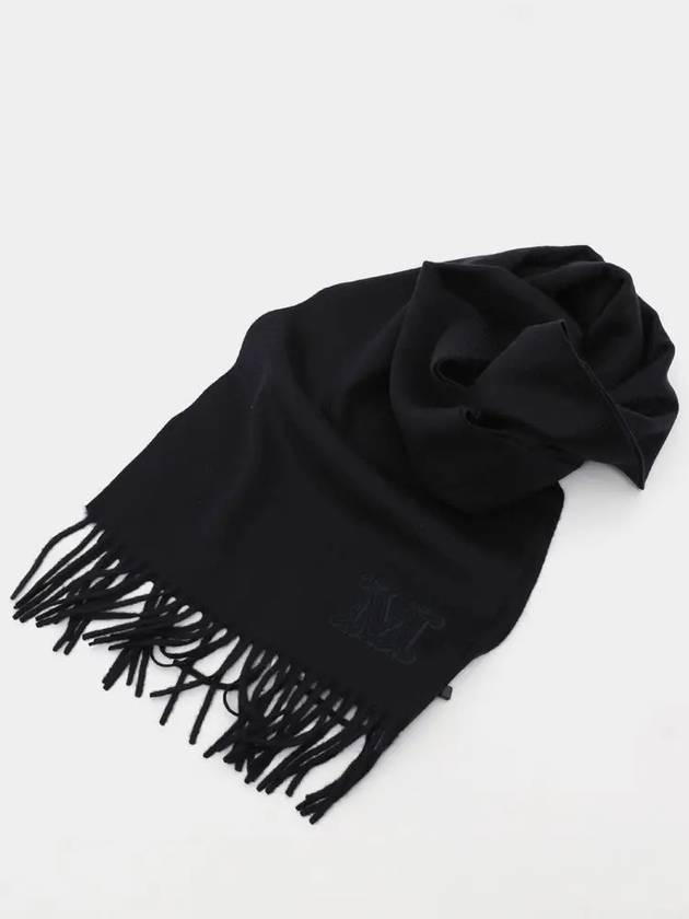 Wes Dahlia Monogram Cashmere Muffler Midnight Blue - MAX MARA - BALAAN 3