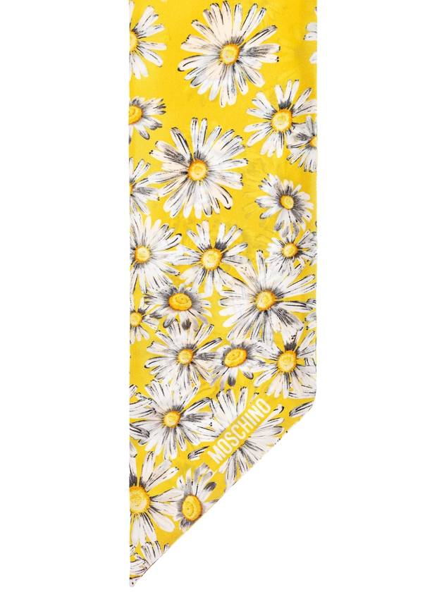 Moschino Silk Scarf With Floral Pattern, Women's, Yellow - MOSCHINO - BALAAN 3