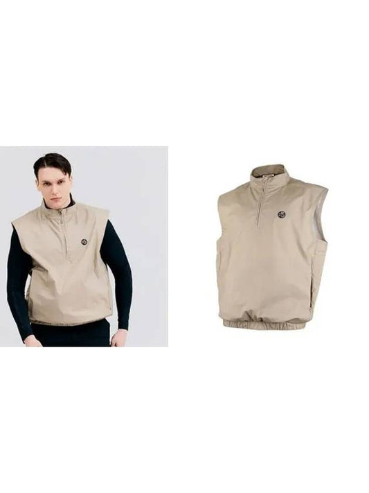 Golf High Neck Woven Vest Beige - HENRY STUART - BALAAN 2