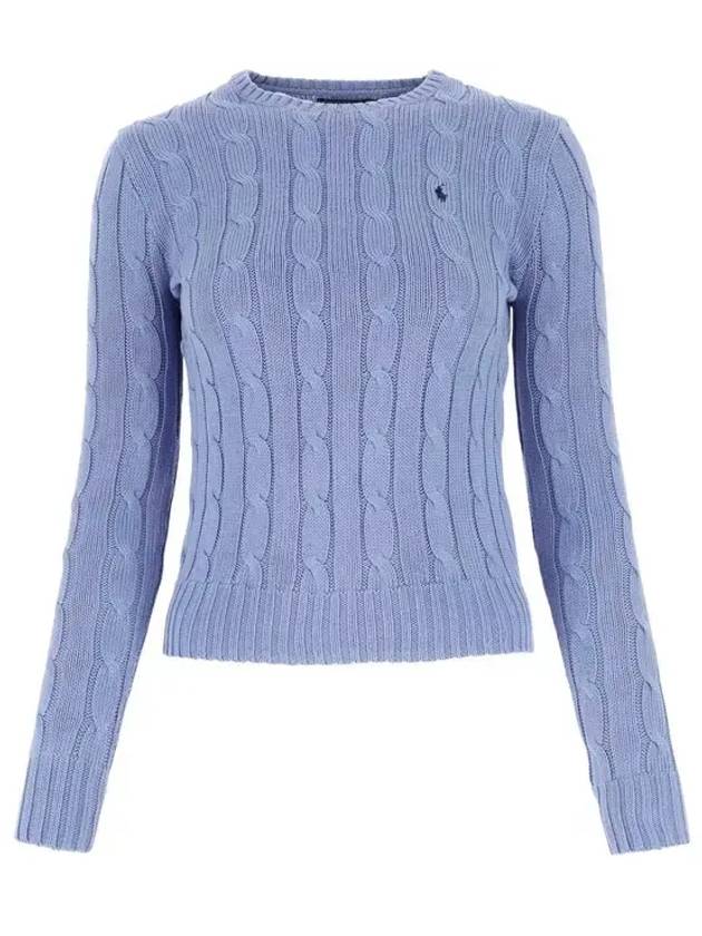 Embroidered Logo Pony Cable Knit Top Blue - POLO RALPH LAUREN - BALAAN 2