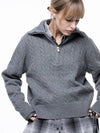 Four Woman Women s Soft Cable Half Zip up Knit Gray W243TP01GR - CHANCE'S NOI - BALAAN 4