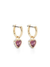 Chroma Drop Heart Earrings Gold Red - SWAROVSKI - BALAAN 1