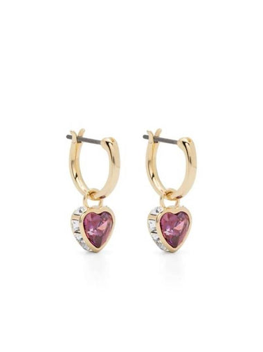 Chroma Drop Heart Earrings Gold Red - SWAROVSKI - BALAAN 1