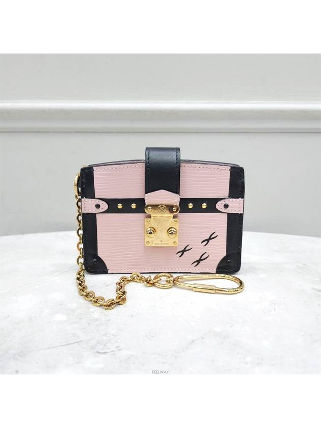 Lux You Pink Petite Mal Chain Keyring Mini Wallet - LOUIS VUITTON - BALAAN 1