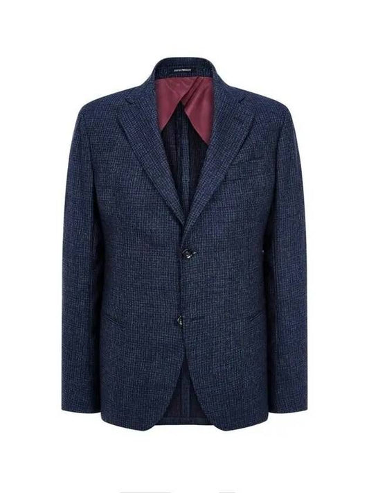 ARMANI 30 9 29 Men s Check Wool Blend Single Jacket Navy - EMPORIO ARMANI - BALAAN 1