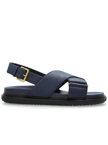 Marni Leather Sandals, Women's, Navy Blue - MARNI - BALAAN 1