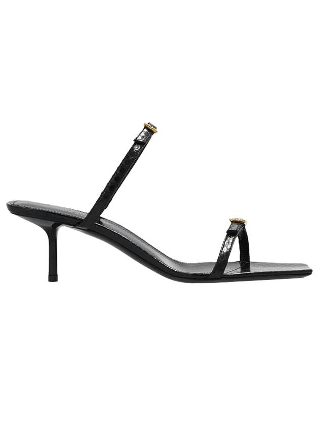 Nuit Lacquered Sandal Heels Black - SAINT LAURENT - BALAAN 1