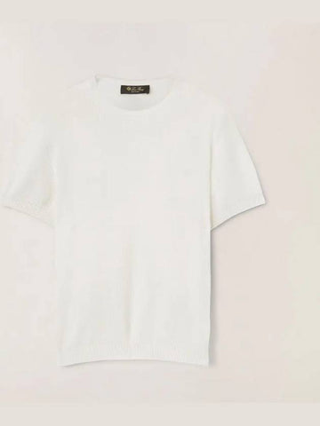 Women's Paragi White Short Sleeve TShirt FAM7798 1000 - LORO PIANA - BALAAN 1