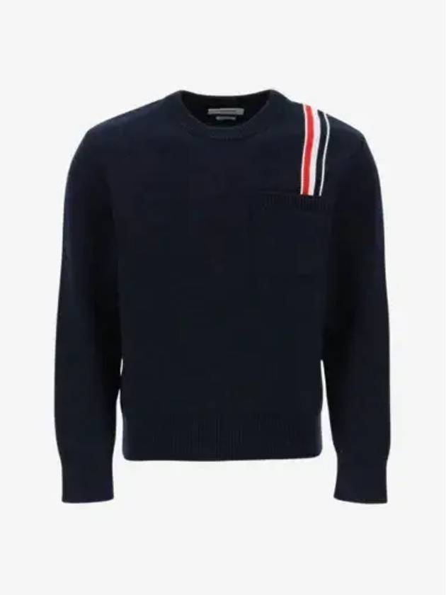 RWB Striped Intarsia Cotton Knit Top Navy - THOM BROWNE - BALAAN 3