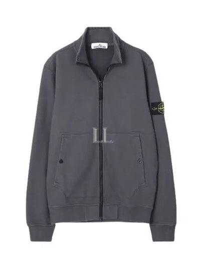 Men's Wappen Patch Cotton Zip Up Jacket Grey - STONE ISLAND - BALAAN 2