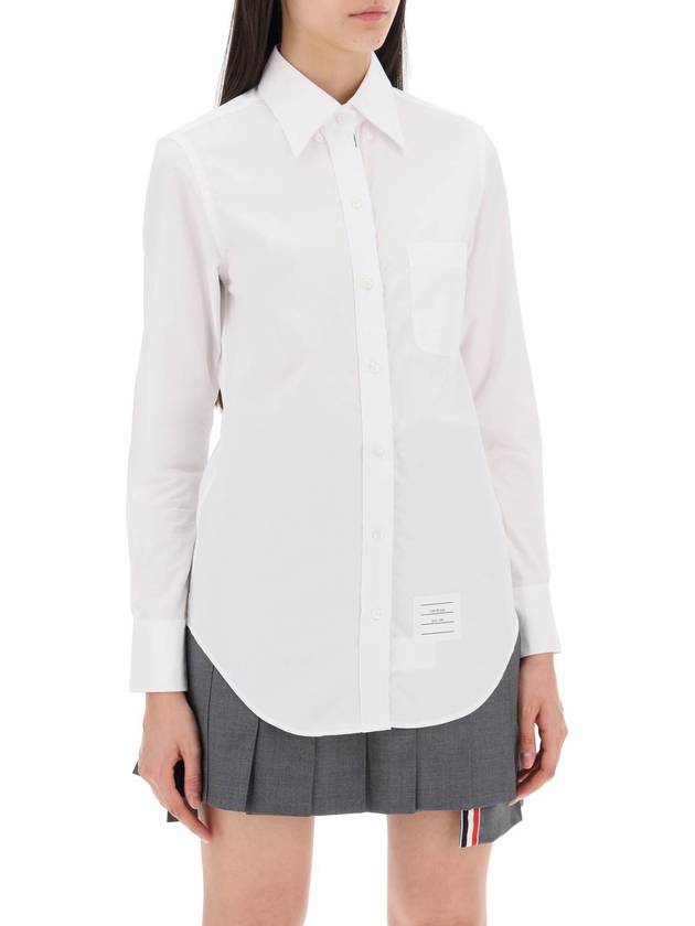 Logo Patch Cotton Shirt White - THOM BROWNE - BALAAN 3