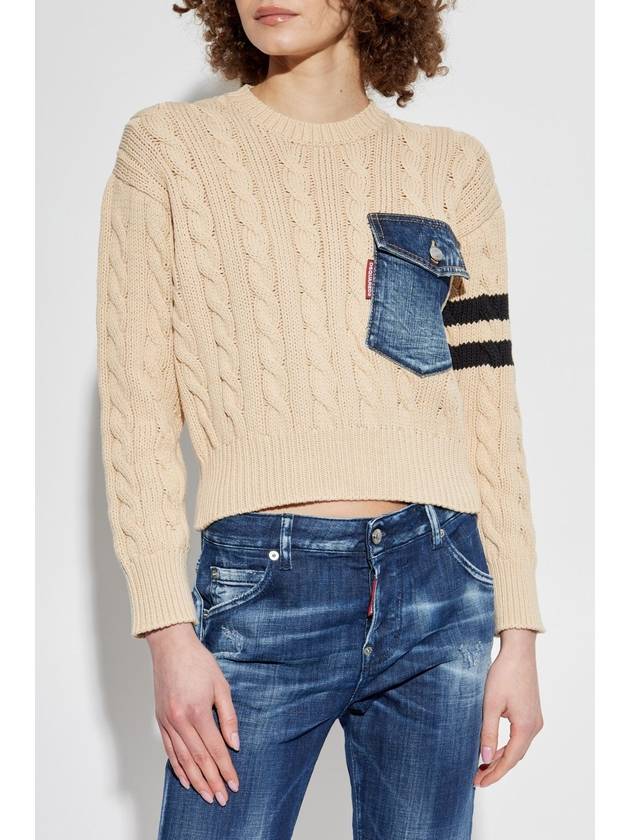 Dsquared2 Sweater With Pocket, Women's, Beige - DSQUARED2 - BALAAN 3