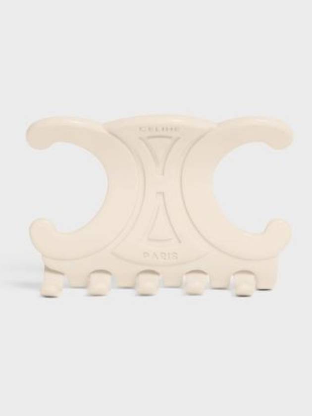 Triomphe Large Hair Claw in Acetate & Steel Ivory - CELINE - BALAAN 2