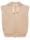 Cotton Sleeveless Zip Up Hoodie Beige - BRUNELLO CUCINELLI - BALAAN 2