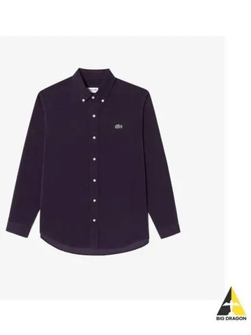 Men s Corduroy Solid Shirt Deep Purple - LACOSTE - BALAAN 1