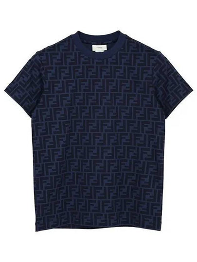 Kids Allover Logo Short Sleeve T-Shirt Blue - FENDI - BALAAN 2