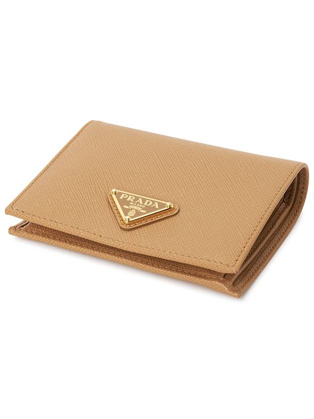 Gold Hardware Triangle Logo Saffiano Half Wallet Natural - PRADA - BALAAN 4