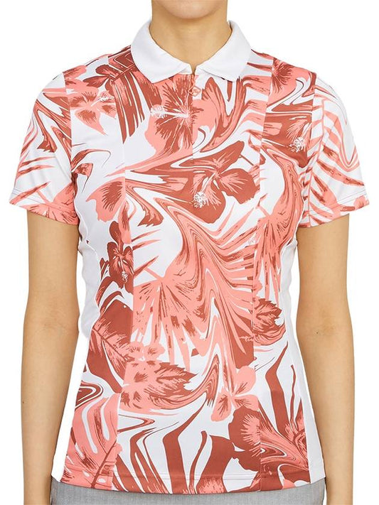 Women's Evelina Print Polo Shirt Pink - J.LINDEBERG - BALAAN 2