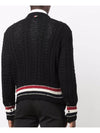 Men's Three Stripe Cable Knit Black - THOM BROWNE - BALAAN.