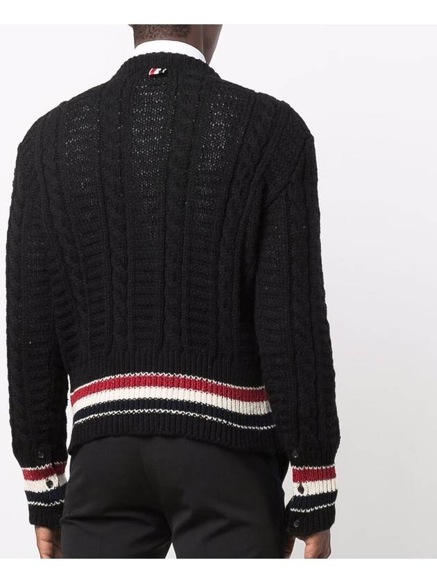 Men's Donegal Filey Stitch Striped Knit Top Black - THOM BROWNE - BALAAN 5